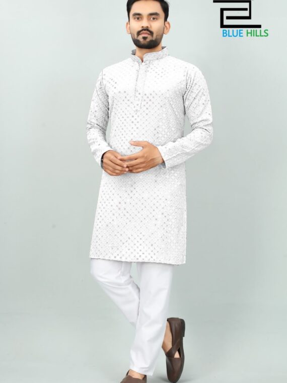 Traditional Kurta Pant Chikankari Work with Sequence 2 Piece Set