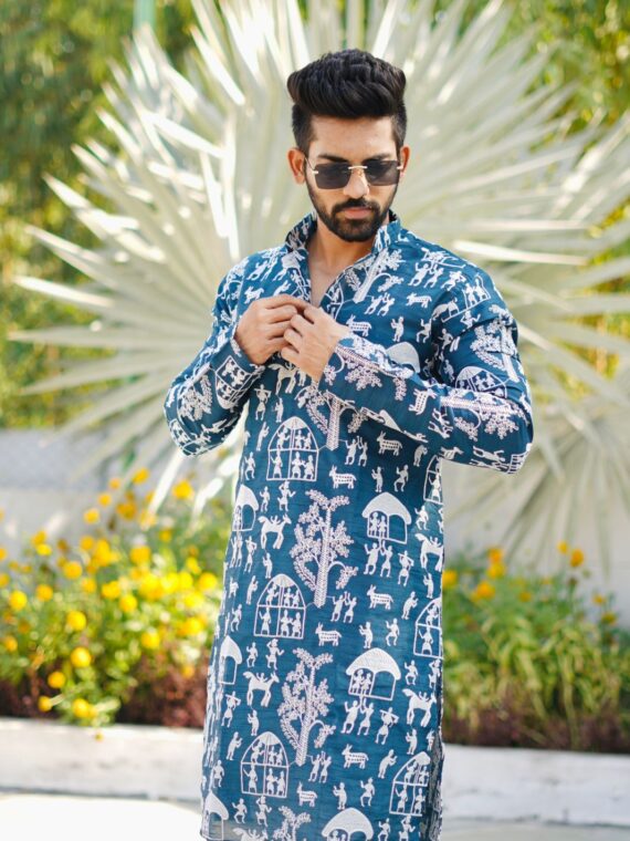 Lucknowi Designer Kurta Pant Soft Silk 2 Piece Set