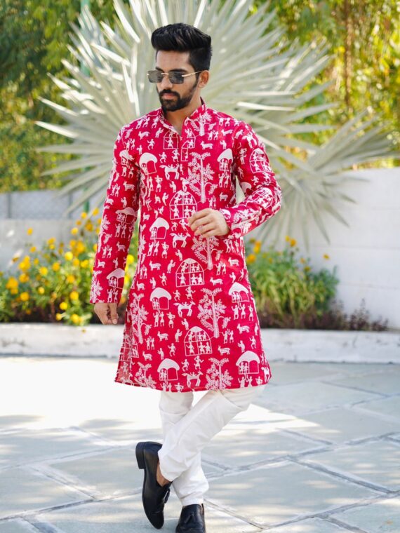 Lucknowi Designer Kurta Pant Soft Silk 2 Piece Set