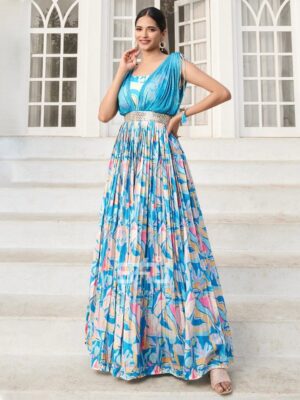 Bollywood Designer Party Wear Gown With Digital Print Work