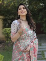 Premium and original Pashmina soft Weaving Smooth flowing Saree with blouse