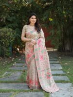 Premium and original Pashmina soft Weaving Smooth flowing Saree with blouse