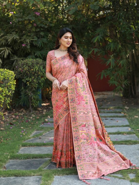 Premium and original Pashmina soft Weaving Smooth flowing Saree with blouse