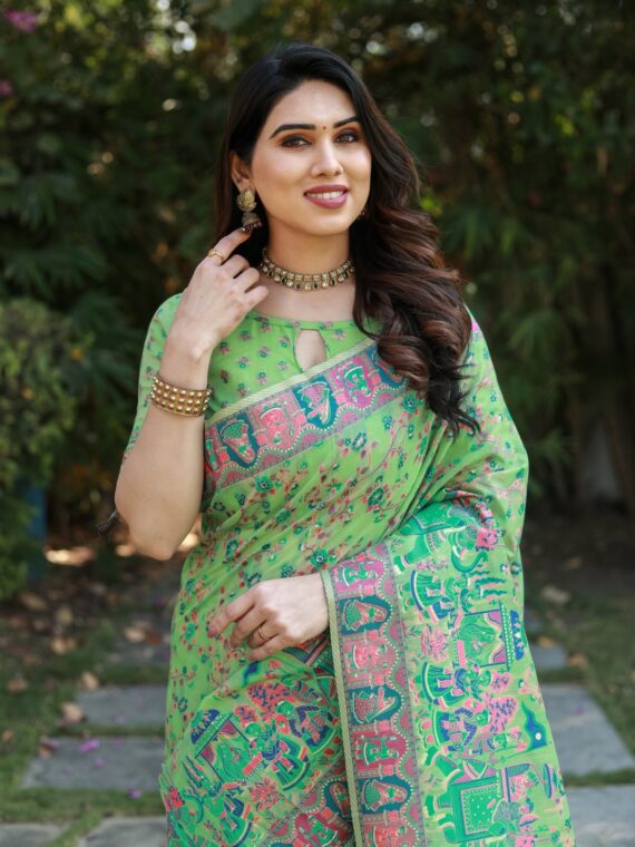 Premium and original Pashmina soft Weaving Smooth flowing Saree with blouse