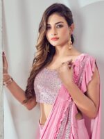 Premium Lycra Fabric Sequence with Border Work Saree with Blouse