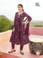Alia Cut Kurti with Embroidery Floral Print 3 Piece Set