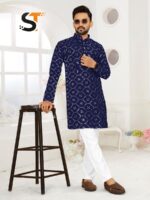 Occasional Indian Wear Hand-crafted Mirror Work Silk Kurta 2 piece Set