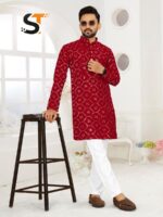 Occasional Indian Wear Hand-crafted Mirror Work Silk Kurta 2 piece Set