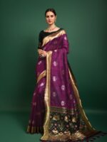 Premium Tussar silk Patola weaving Saree with Blouse zari woven border