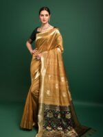 Premium Tussar silk Patola weaving Saree with Blouse zari woven border
