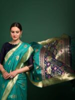 Premium Tussar Silk Patola weaving Saree with Blouse Zari woven border