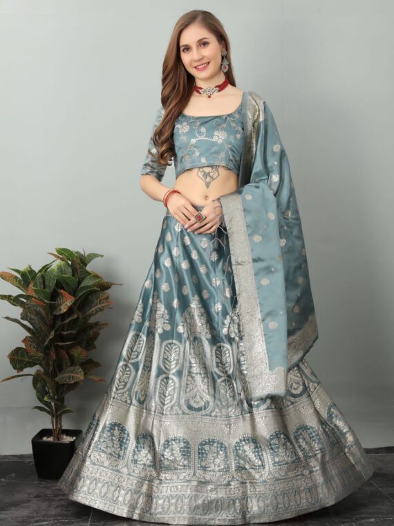 Banarasi Organza Lehenga Choli 3 Piece Set