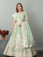 Banarasi Organza Lehenga Choli 3 Piece Set