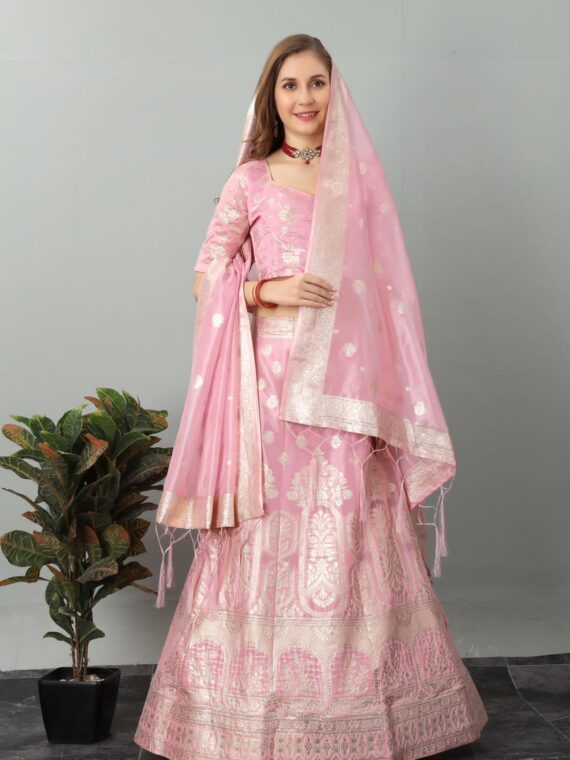 Banarasi Organza Lehenga Choli 3 Piece Set
