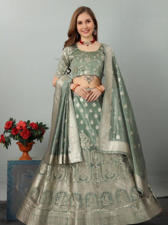 Banarasi Organza Lehenga Choli 3 Piece Set