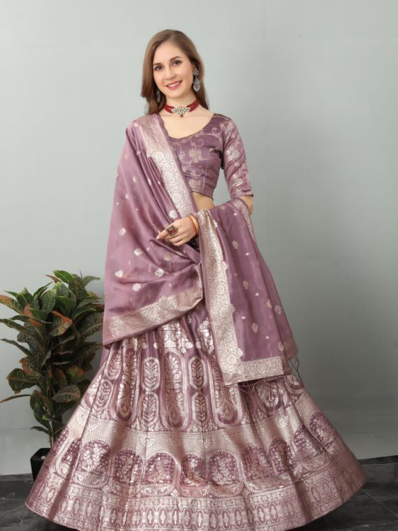 Banarasi Organza Lehenga Choli 3 Piece Set