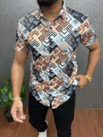 Geometrical Men's Short Sleeve Shirt