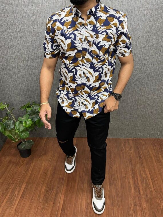 Geometrical Men's Short Sleeve Shirt