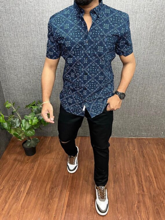 Geometrical Men's Short Sleeve Shirt