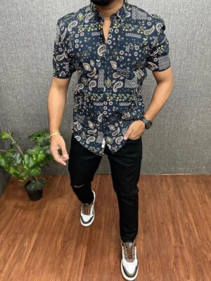 Geometrical Men's Short Sleeve Shirt