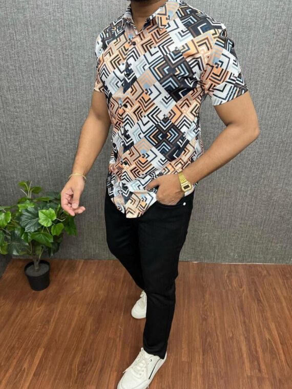Geometrical Men's Short Sleeve Shirt