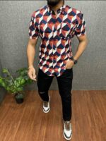 Geometrical Men's Short Sleeve Shirt