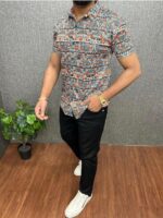 Geometrical Men's Short Sleeve Shirt