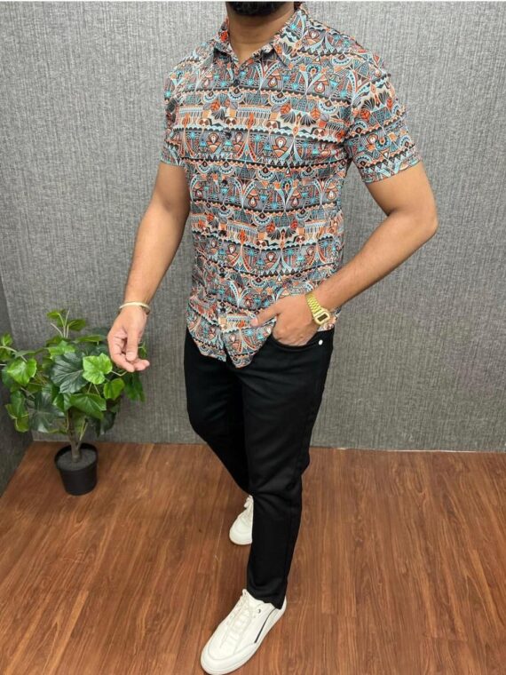 Geometrical Men's Short Sleeve Shirt