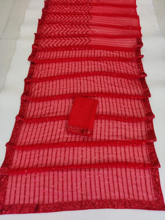 Designer Saree with Weaving Pattern with Sequence Saree with Blouse