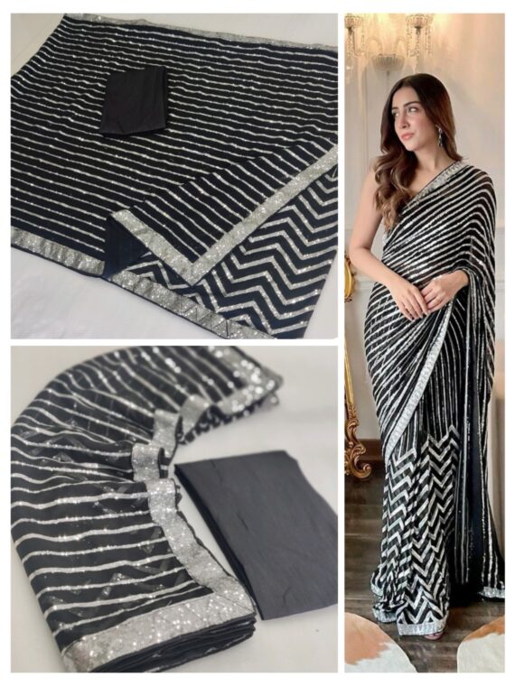Designer Saree with Weaving Pattern with Sequence Saree with BlouseĀ