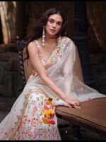 Aditi Rao Hydari Bollywood Designer Lehenga Choli with Sequence Embroidery work 3 Piece Set