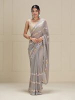 Designer Georgette Saree With Blouse Embroidery Multi Sequence Work Piping Border
