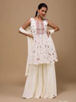 Party Wear Sarara with Embroidery 3 Piece Set