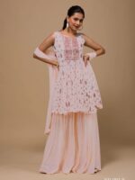 Party Wear Sarara with Embroidery 3 Piece Set