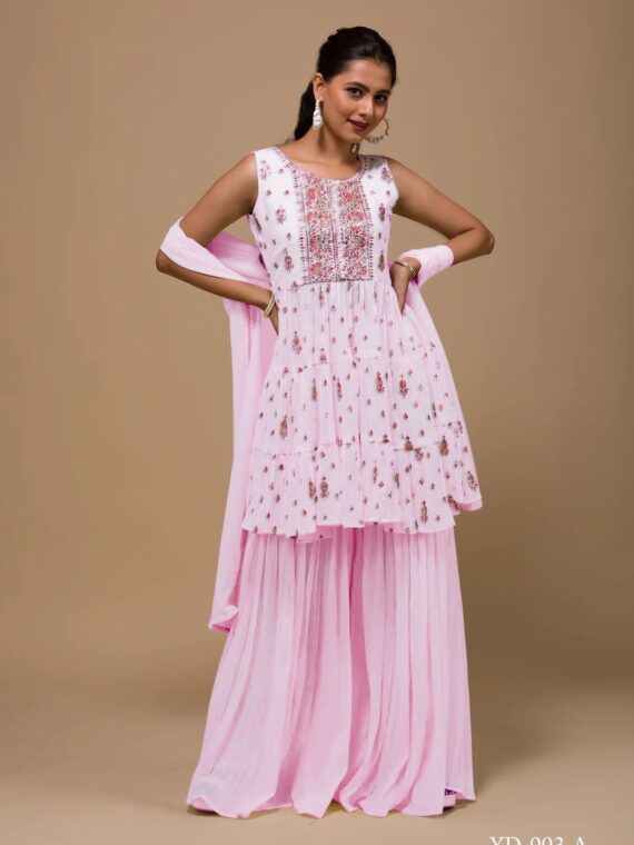 Party Wear Sarara with Embroidery 3 Piece Set