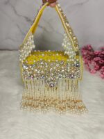 Designer Crystal and Pearl Work Flap Clutch
