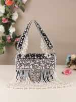 Designer Crystal and Pearl Work Flap Clutch