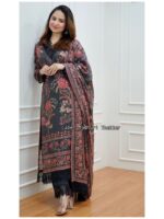 Punjabi Suit Decorated with digital prints, Sequence Embroidery and lace Work 3 Piece Set