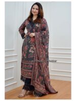 Punjabi Suit Decorated with digital prints, Sequence Embroidery and lace Work 3 Piece Set