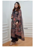 Punjabi Suit Decorated with digital prints, Sequence Embroidery and lace Work 3 Piece Set