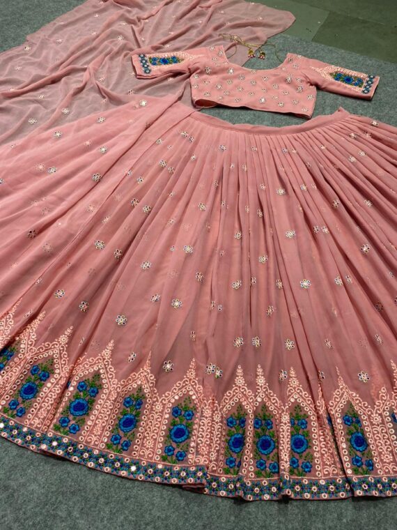 Bridal Lehenga Choli Embroidered Attractive Party Wear Silk 3 Piece Set