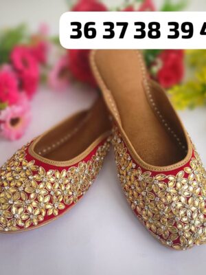 Fancy Open Slipper with Mirror, Beaded and Embroidery Work