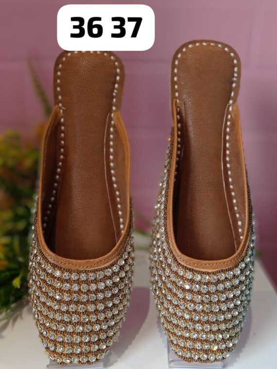 Fancy Open Slipper with Mirror, Beaded and Embroidery Work