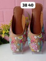 Fancy Open Slipper with Mirror, Beaded and Embroidery Work