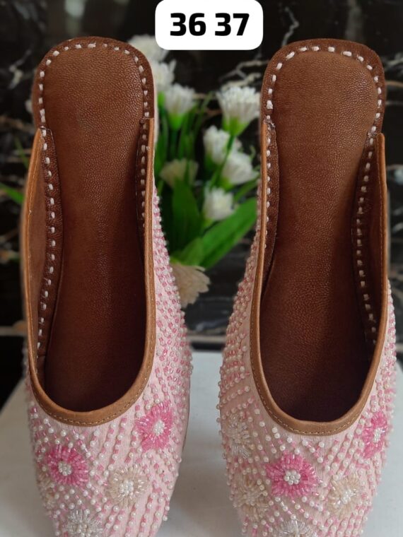 Designer Open Slipper with Mirror, Beaded and Embroidery work