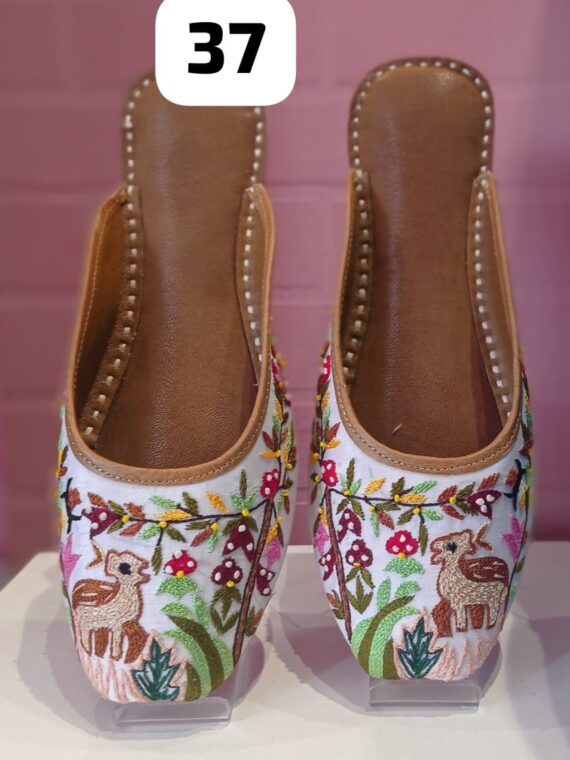 Summer Open Slipper with Mirror, Beaded and Embroidery work