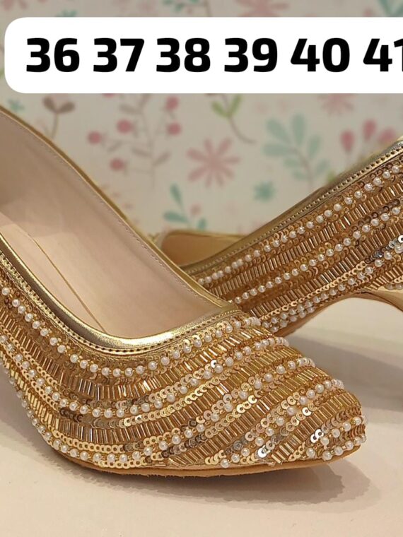 Bollywood Designer Pencil Heels with Beaded, Mirror and Sequence Work