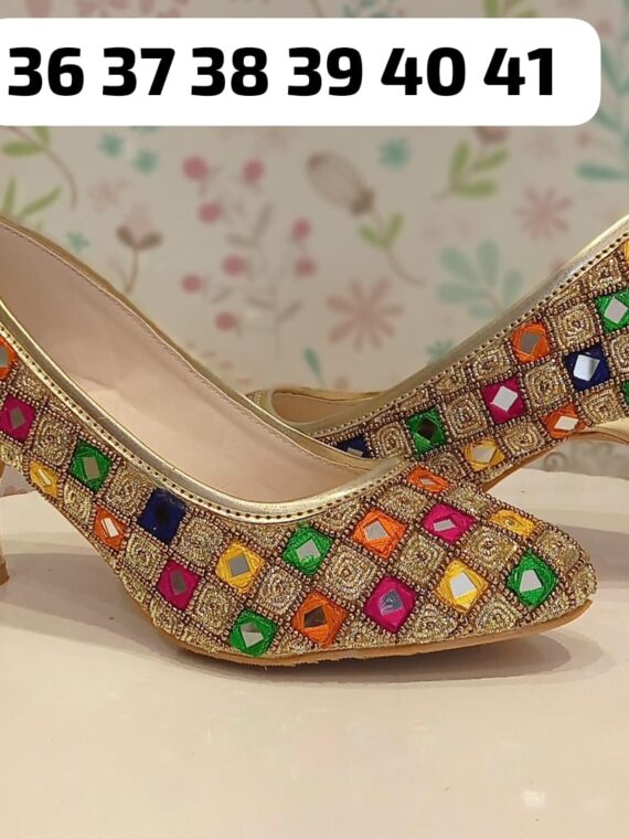 Designer Pencil Heels with Beaded, Mirror and Sequence Work
