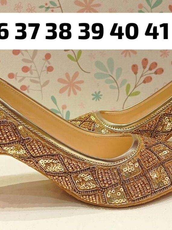 Bollywood Designer Pencil Heels with Beaded, Mirror and Sequence Work