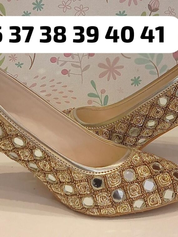 Bollywood Designer Pencil Heels with Beaded, Mirror and Sequence Work